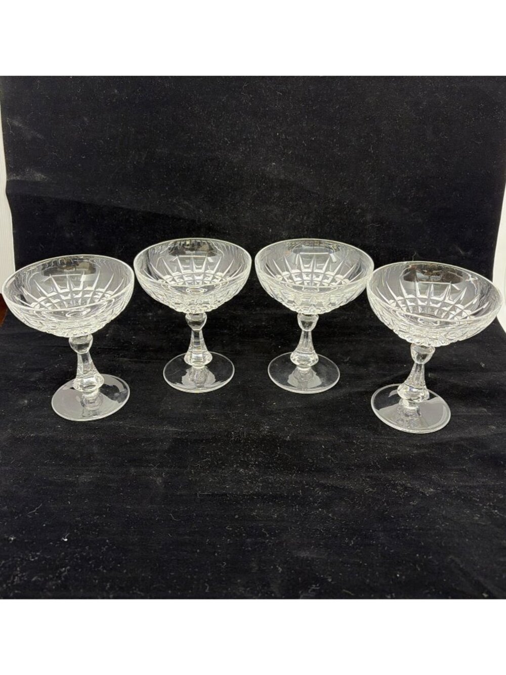 Vintage Nachtmann Astra Crystal Champagne Coupe Tall Sherbet Glasses Set of 4